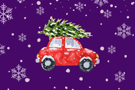 An image of a car during christmas